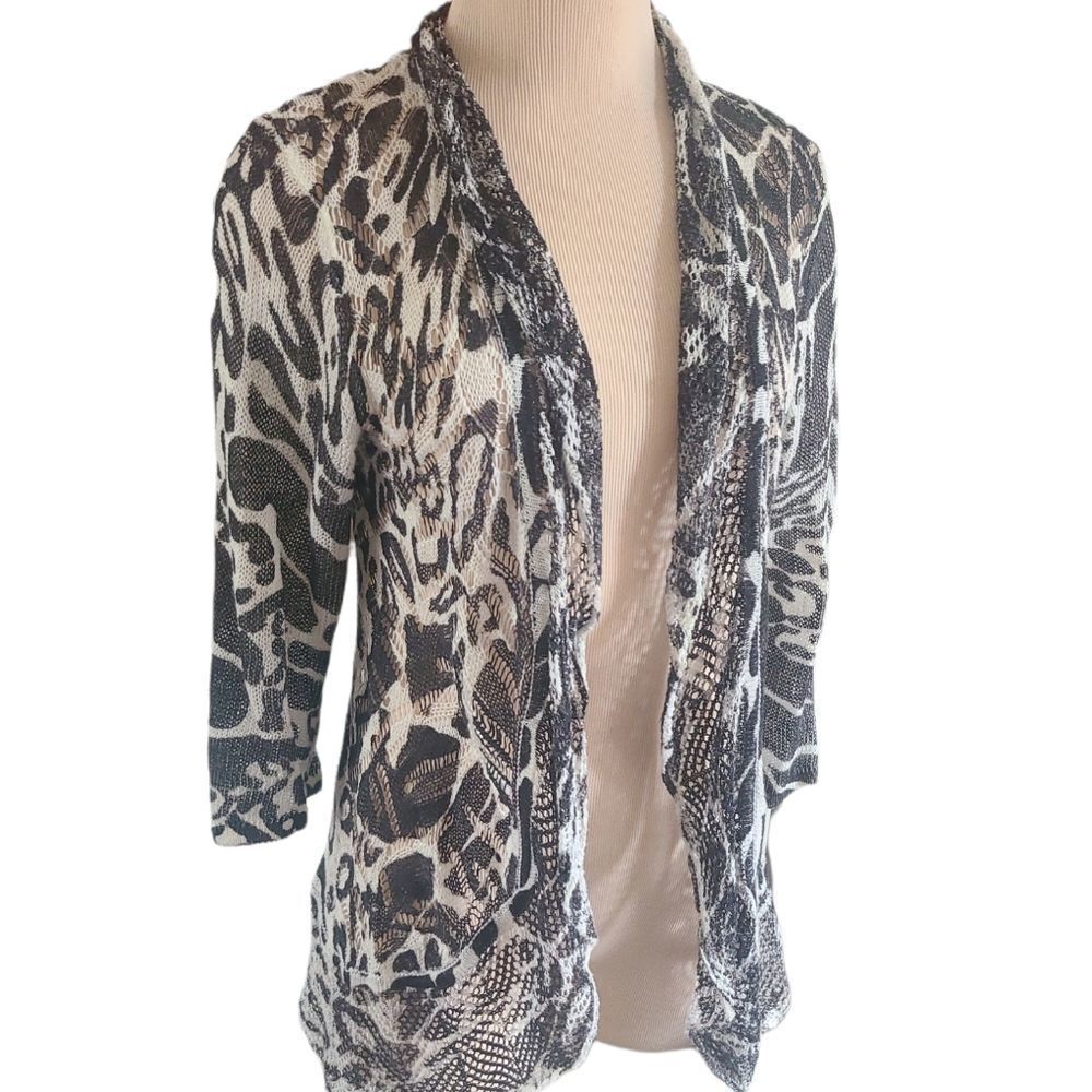 Mona Leah Couture drape open front Cardigan size medium
